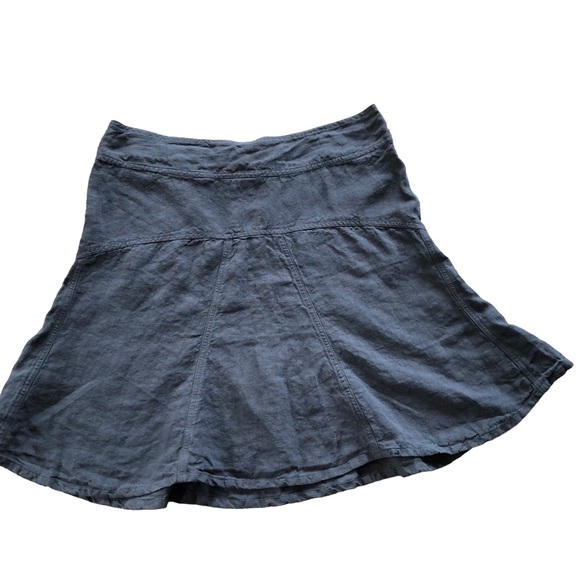 Athleta Daydream Flint Skirt Gray 100% Linen Semi Fitted Casual Flair SZ 10 - Picture 3 of 10